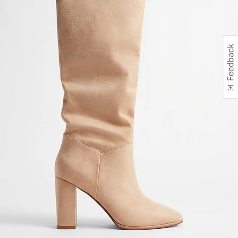 Express Slouchy Knee High Block Heel Boots